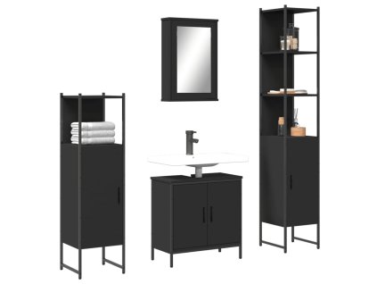 4dílný set koupelnového nábytku černý kompozitní dřevo 3214830