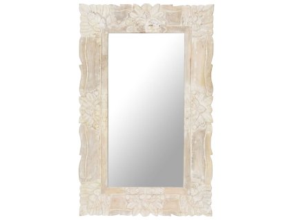 Zrcadlo bílé 80 x 50 cm masivní mangovníkové dřevo 321633