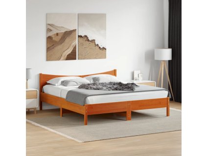 Postel bez matrace voskově hnědá 200 x 200 cm masivní borovice 3216359