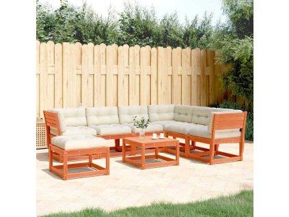 7dílná zahradní souprava s poduškami voskově hnědá borovice 3216937