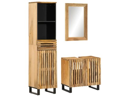 3dílná koupelnová sestava masivní hrubé mangovníkové dřevo 3217089