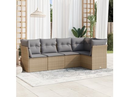 5dílná zahradní sedací souprava s poduškami béžová polyratan 3217599