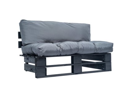 Zahradní pohovka z palet s šedými poduškami borovice 277411