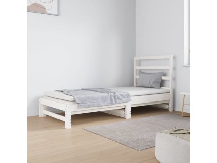 Výsuvná postel bílá 2x (90 x 190) cm masivní borovice 3124748