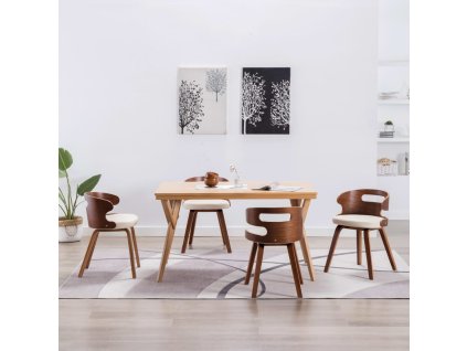 Jídelní židle 4 ks krémové ohýbané dřevo a umělá kůže 278848