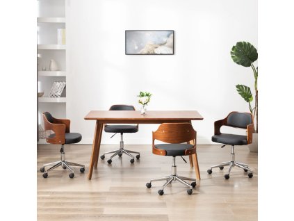 Otočné jídelní židle 4 ks černé ohýbané dřevo a umělá kůže 3054927