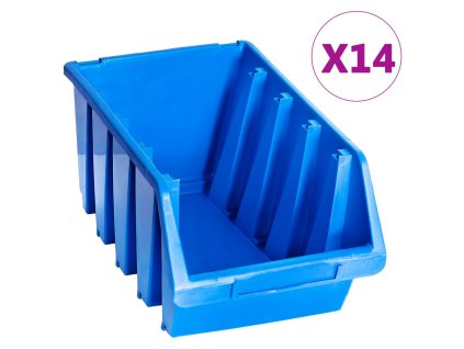 Stohovatelné úložné zásobníky 14 ks modré plast 146286