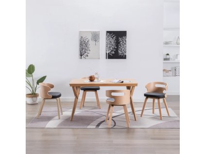 Jídelní židle 4 ks černé ohýbané dřevo a umělá kůže 278854