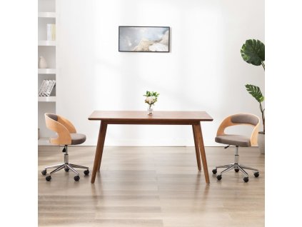 Otočná kancelářská židle taupe ohýbané dřevo a textil 3054847