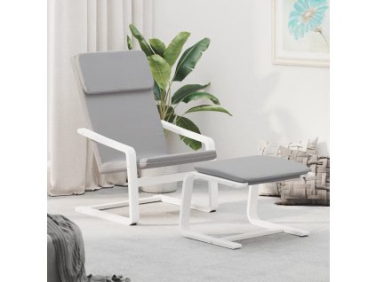 Relaxační křeslo s podnožkou světle šedé textil 3154415