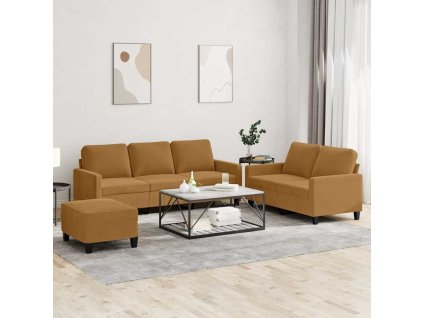 3dílná sedací souprava s poduškami hnědá samet 3201533