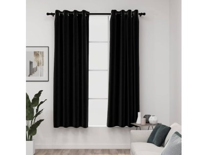 Zatemňovací závěsy vzhled lnu 2 ks antracitové 140 x 175 cm 321160