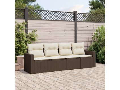 4dílná zahradní sedací souprava s poduškami hnědá polyratan 3218673