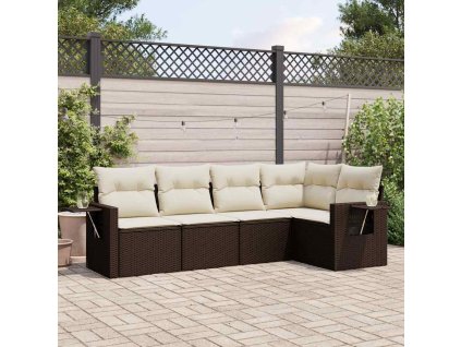 5dílná zahradní sedací souprava s poduškami hnědá polyratan 3220132