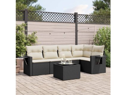 6dílná zahradní sedací souprava s poduškami černá polyratan 3220135