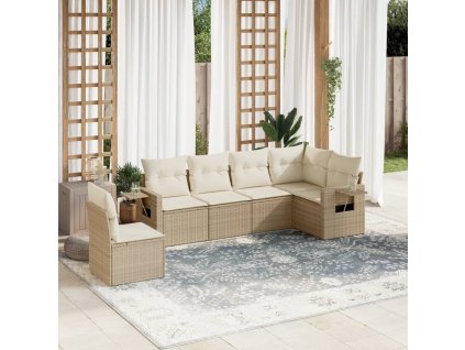 6dílná zahradní sedací souprava s poduškami béžová polyratan 3220227