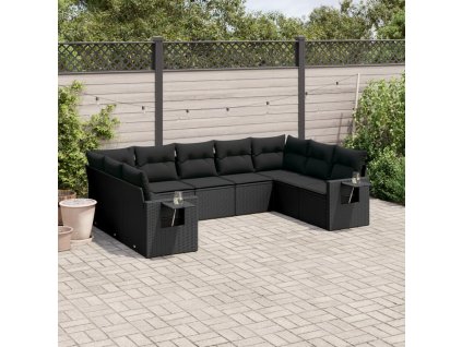 9dílná zahradní sedací souprava s poduškami černá polyratan 3220594