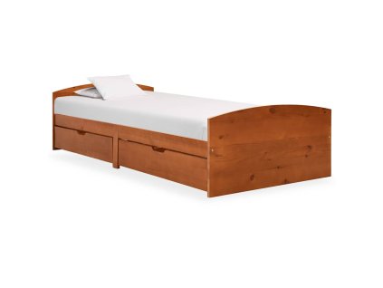 Rám postele 2 zásuvky medově hnědý masivní borovice 90 x 200 cm 322156