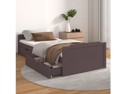 Rám postele se zásuvkami tmavě hnědý masivní borovice 90x200 cm 322162