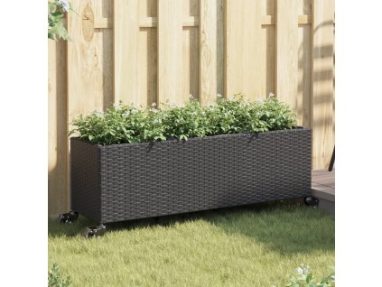 Zahradní truhlíky s kolečky 2 ks černé 107x32x38 cm polyratan 3210525