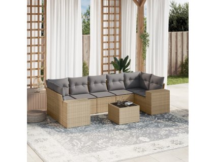 8dílná zahradní sedací souprava s poduškami béžová polyratan 3222338