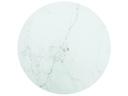Stolní deska bílá Ø 30 x 0,8 cm tvrzené sklo mramorový design 322245