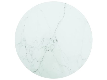 Stolní deska bílá Ø 40 x 0,8 cm tvrzené sklo mramorový design 322246