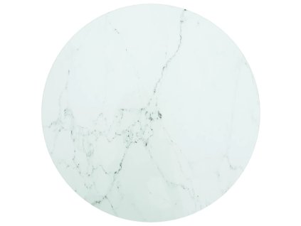 Stolní deska bílá Ø 50 x 0,8 cm tvrzené sklo mramorový design 322247