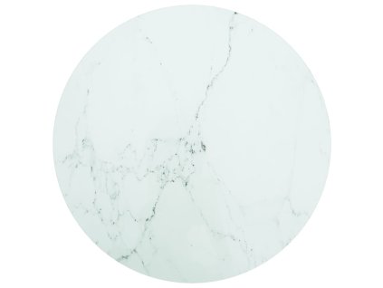 Stolní deska bílá Ø 60 x 0,8 cm tvrzené sklo mramorový design 322248