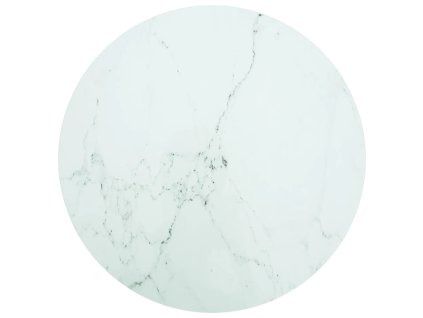 Stolní deska bílá Ø 90 x 1 cm tvrzené sklo mramorový design 322251