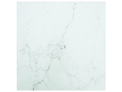 Stolní deska bílá 30 x 30 cm 6 mm tvrzené sklo mramorový design 322252