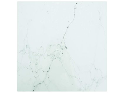 Stolní deska bílá 40 x 40 cm 6 mm tvrzené sklo mramorový design 322253