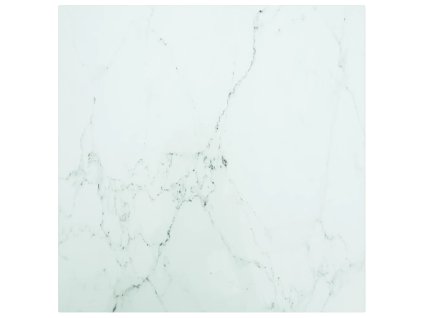 Stolní deska bílá 50 x 50 cm 6 mm tvrzené sklo mramorový design 322254