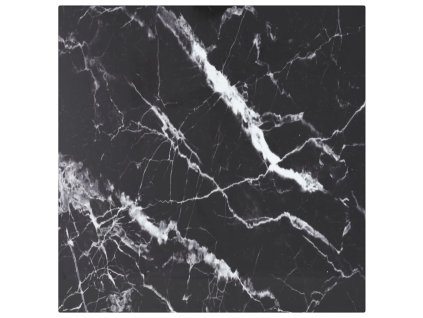 Stolní deska černá 40x40 cm 6 mm tvrzené sklo mramorový design 322269