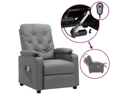 Elektrické masážní křeslo šedé umělá kůže 3098874
