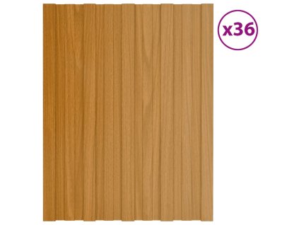 Střešní panely 36 ks pozinkovaná ocel světlé dřevo 60 x 45 cm 317196