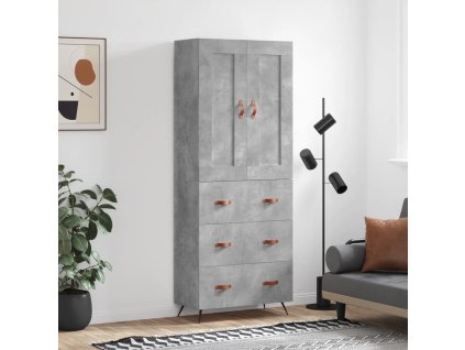 Skříň highboard betonově šedá 69,5x34x180 cm kompozitní dřevo 3199725