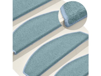 Schodové rohože 15 ks 65 x 24 x 4 cm mořská modrá půlkulaté velké 322363