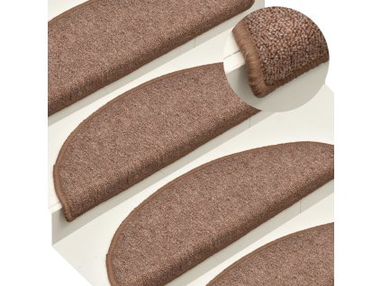 Kobercové nášlapy na schody 15 ks hnědé 56 x 17 x 3 cm 322366