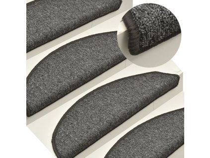 Schodové rohože 15 ks 56 x 17 x 3 cm tmavě šedé, půlkulaté 322368