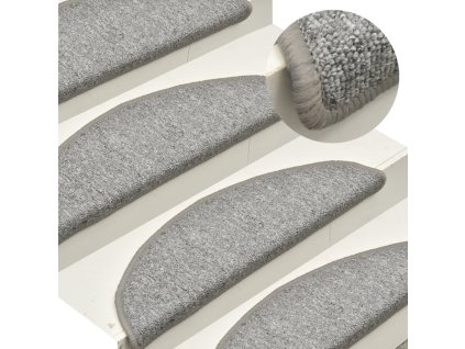 Schodové rohože 15 ks 56 x 17 x 3 cm světle šedé, půlkulaté 322370