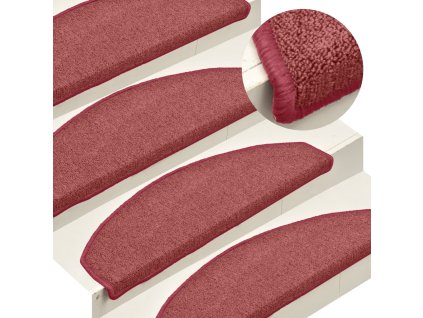 Schodové rohože 15 ks 65 x 24 x 4 cm bordó půlkulaté velké 322373
