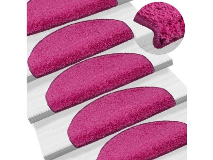 Schodové rohože 15 ks 65 x 21 x 4 cm růžové, půlkulaté, velké 322381