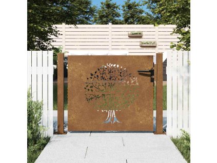 Zahradní branka 100 x 75 cm z cortenové oceli, design stromu 153214