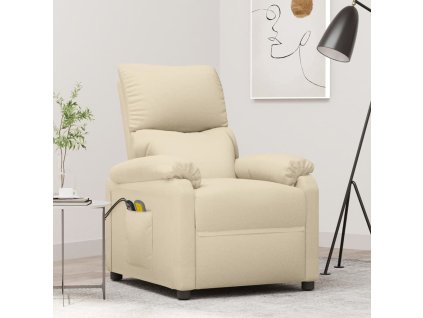 Elektrické masážní křeslo krémové textil 3073826