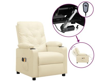Elektrické masážní křeslo krémové umělá kůže 3098873