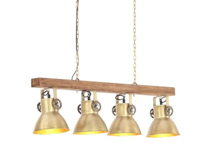 Industriální stropní svítidlo mosazné E27 mangovníkové dřevo 320522