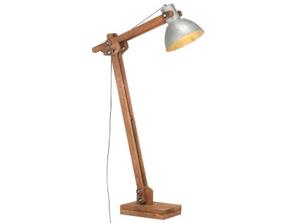 Stojací lampa stříbrná masivní mangovníkové dřevo E27 320579