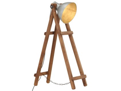 Stojací lampa stříbrná masivní mangovníkové dřevo 320587