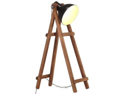 Stojací lampa černá E27 masivní mangovníkové dřevo 320589